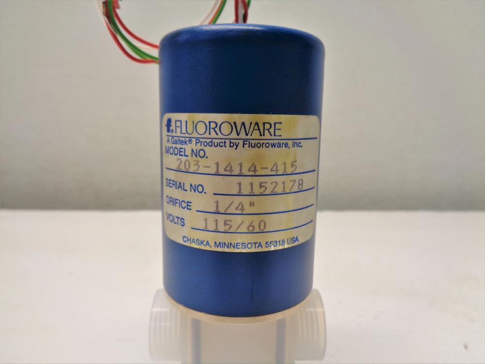 Galtek Fluoroware 1/4" 2-Way Solenoid Valve, Model# 203-1414-415